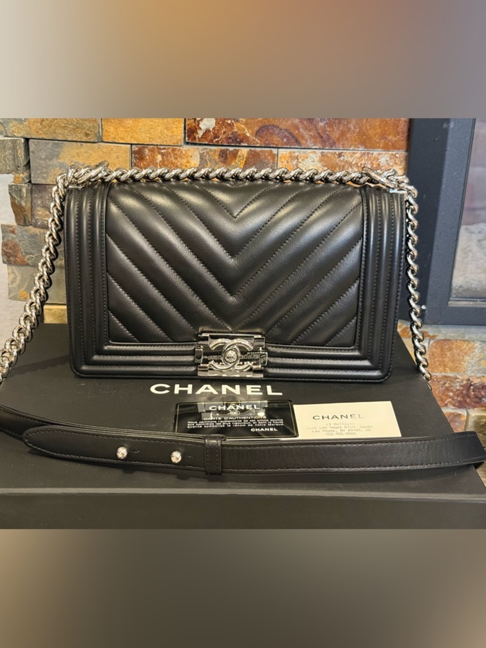 Chanel old medium lambskin chevron boy